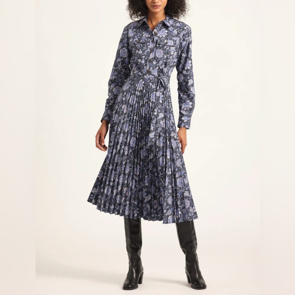 Derek Lam 10 Crosby Kenza Pleated Midi Dress NWT Size 2 Belted Floral
